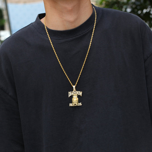 Large Gold Death Row Records Charm | Man Necklace | Golden Authority Ladibelle