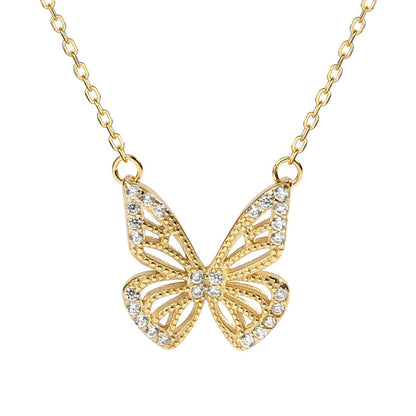 Gold Diamond Butterfly Charm | Woman Necklace | Luxe Flutter Ladibelle