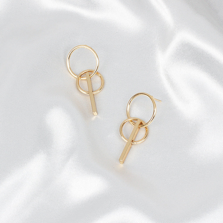 Medium Gold & Silver Double Circle Geometric Stud | Woman Earrings | Harmonic Hoops Ladibelle