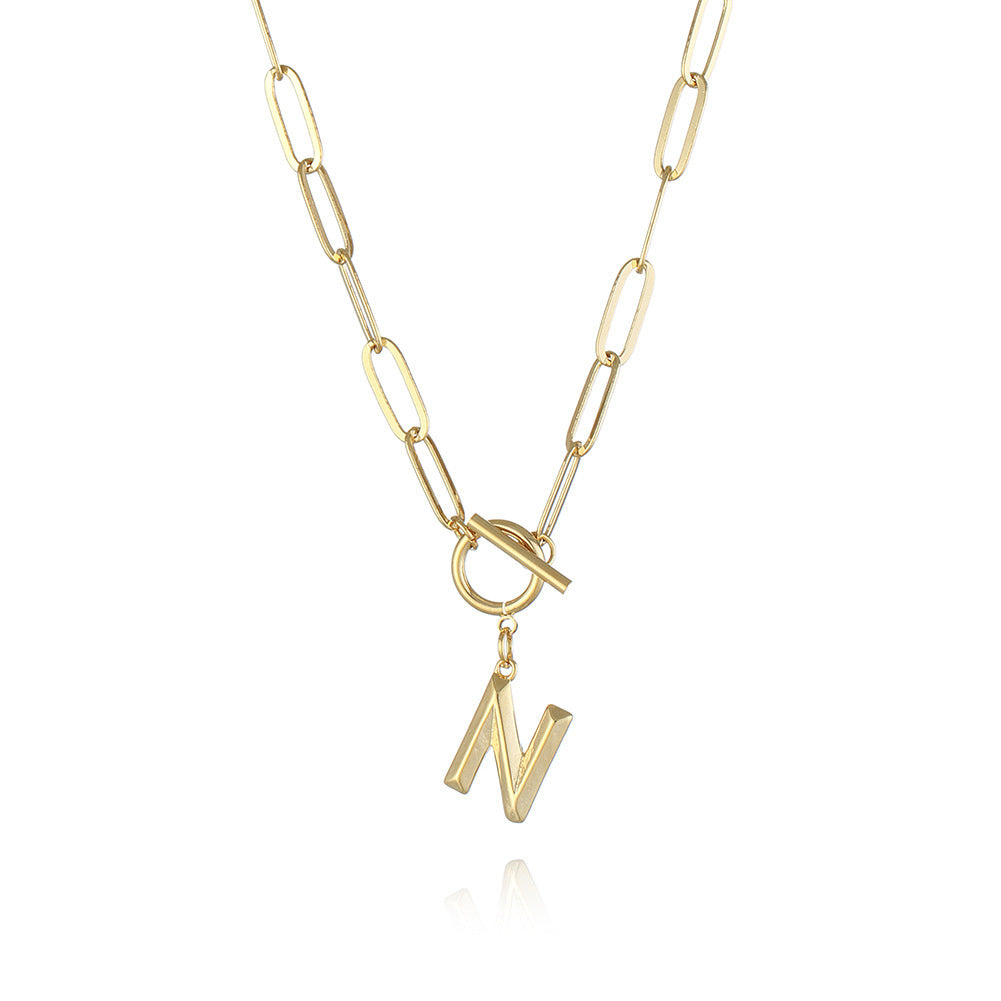 Gold Letter Charm Paperclip Link Chain | Woman Necklace | Lettered Links Ladibelle