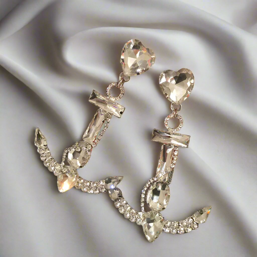 Silver Crystal Anchor Design | Woman Earrings | Anchored Elegance Ladibelle