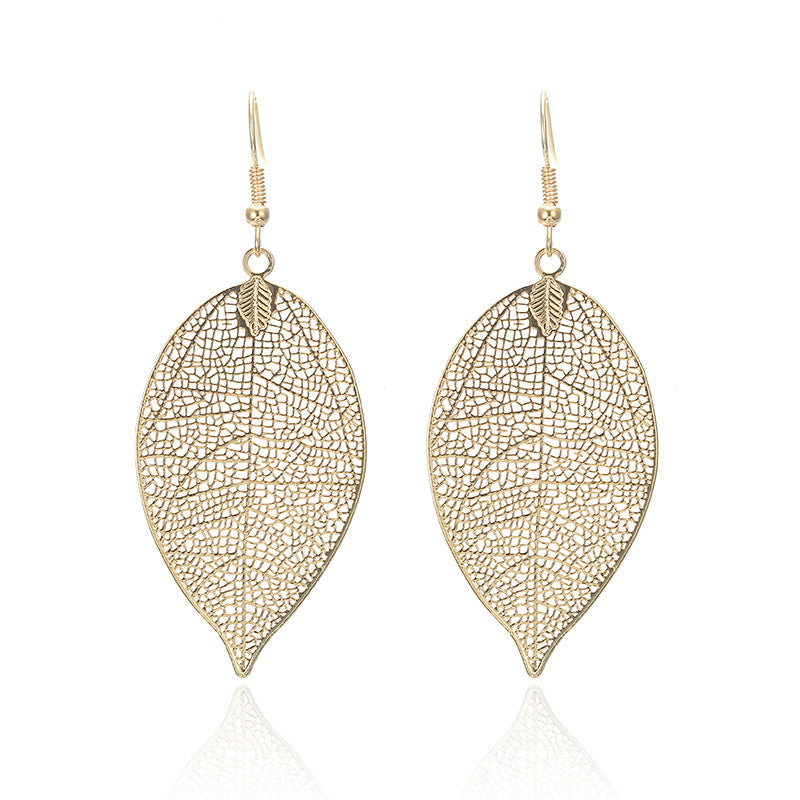 Large Gold & Silver Leaf Dangle | Woman Earrings | Retro Leaf Cascade Ladibelle