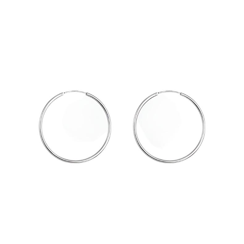 Large Silver Hoop | Woman Earrings | Sleek Circles Ladibelle