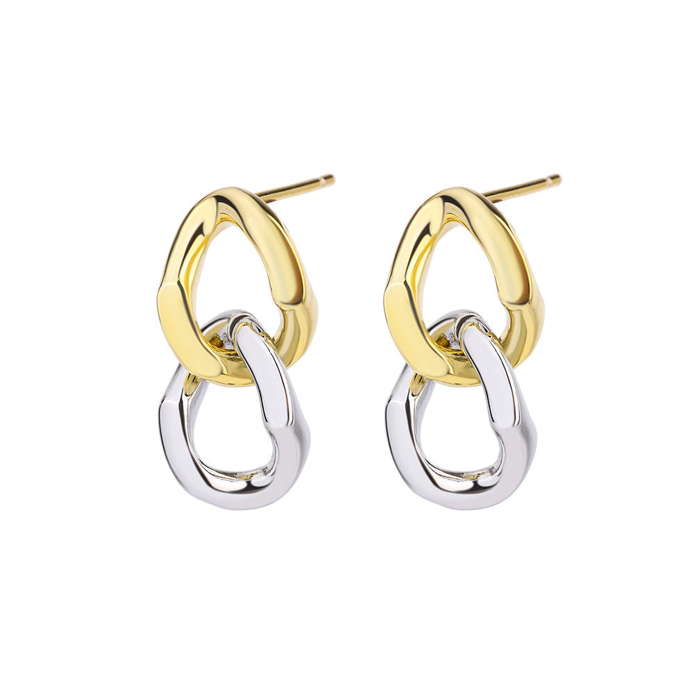 Mini Gold and Silver Chain Stud | Woman Earrings | Duo Link Studs Ladibelle