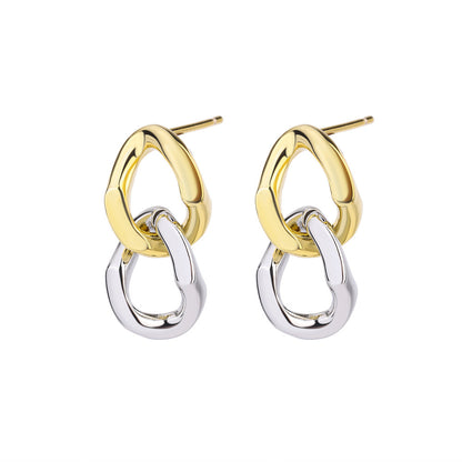 Mini Gold and Silver Chain Stud | Woman Earrings | Duo Link Studs Ladibelle