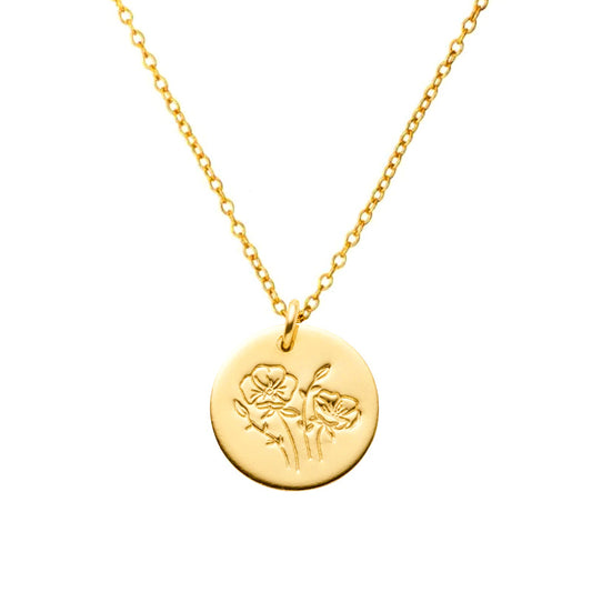 Gold Flower Round Design | Woman Necklace | Floral Circle Necklace Ladibelle