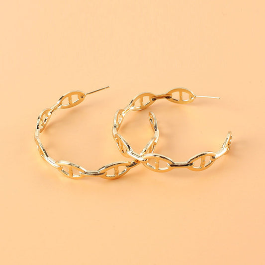 Medium Gold Chain Link Hoop | Woman Earrings | Golden Link Hoops Ladibelle