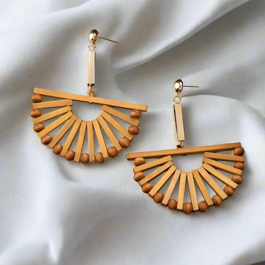 Large Gold Wooden Geometric Design | Woman Earrings | Crafted Essence Ladibelle