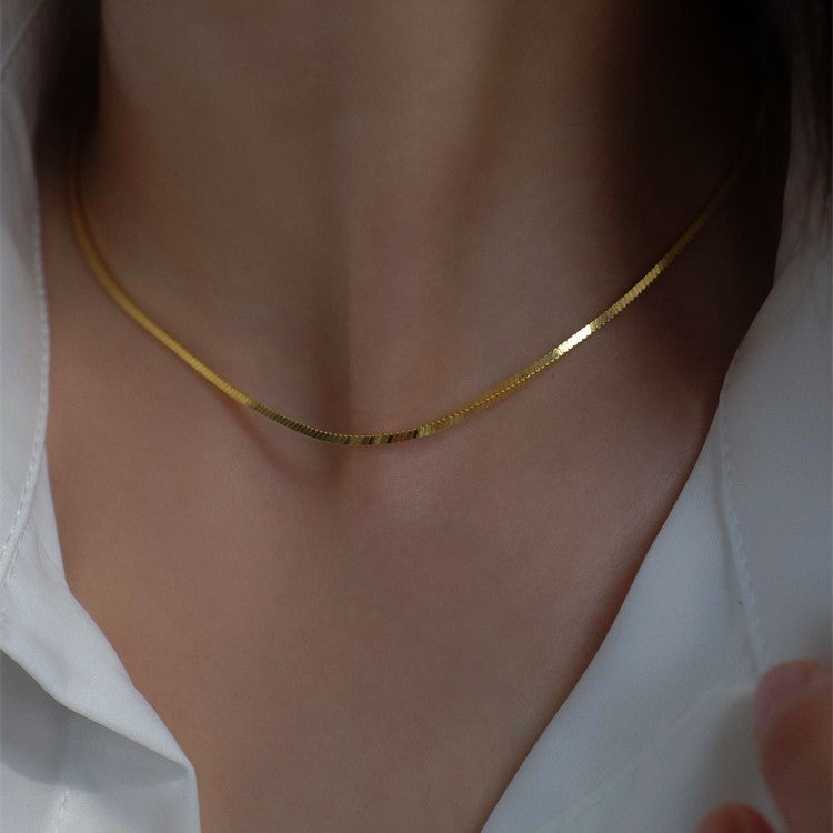 Gold & Silver Slim Snakebone Chain | Woman Necklace | Gilded Glide Ladibelle