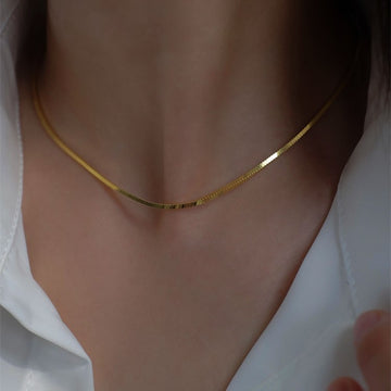 Gold & Silver Slim Snakebone Chain | Woman Necklace | Gilded Glide Ladibelle