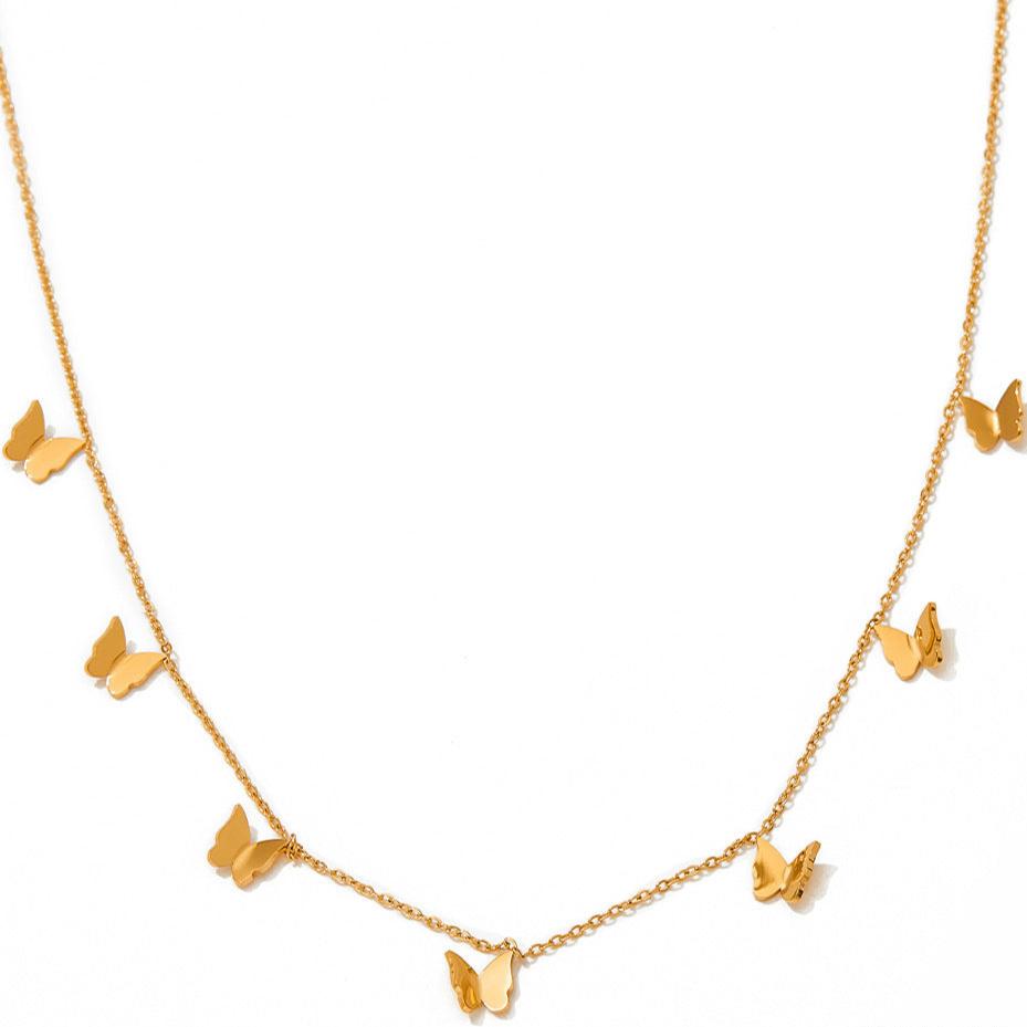 Gold Multiple Butterfly Pendants | Woman Necklace | Enchanted Wings Ladibelle