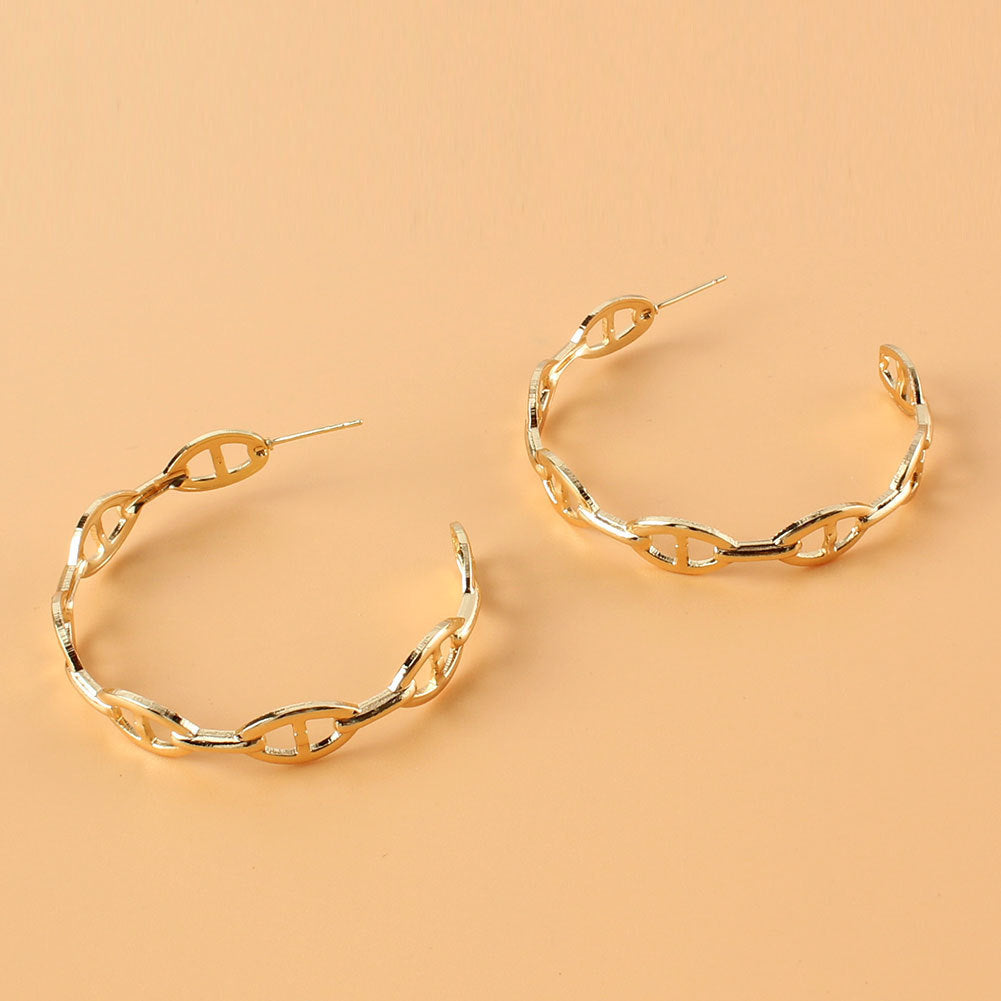 Medium Gold Chain Link Hoop | Woman Earrings | Golden Link Hoops Ladibelle