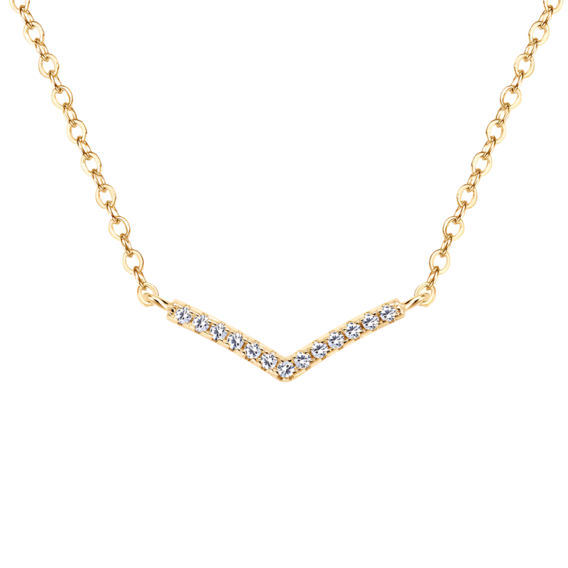 Gold & Silver V Shaped Geometric Diamond Pendant | Woman Necklace | Vertex Diamond Spark Ladibelle