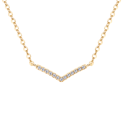 Gold & Silver V Shaped Geometric Diamond Pendant | Woman Necklace | Vertex Diamond Spark Ladibelle