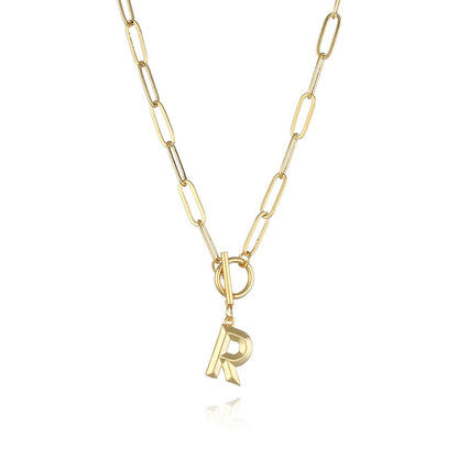 Gold Letter Charm Paperclip Link Chain | Woman Necklace | Lettered Links Ladibelle