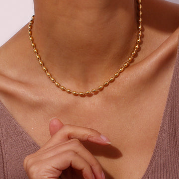 Gold Round Beads Clavicle Chain | Woman Necklace | Gleaming Beads Ladibelle