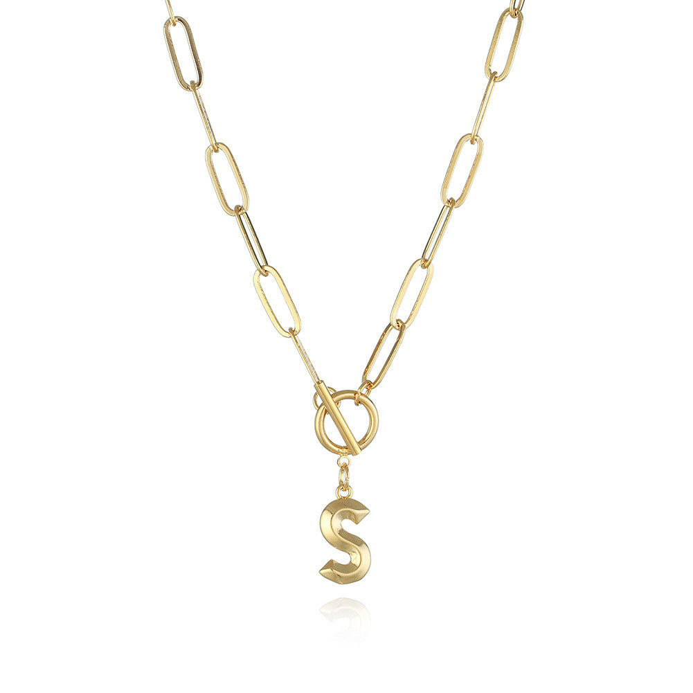 Gold Letter Charm Paperclip Link Chain | Woman Necklace | Lettered Links Ladibelle