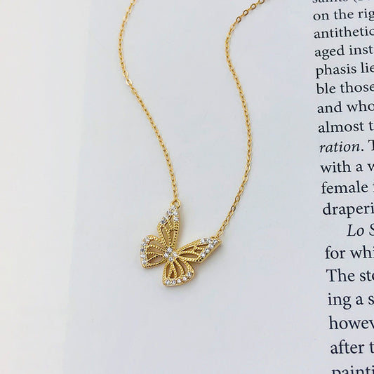 Gold Diamond Butterfly Charm | Woman Necklace | Luxe Flutter Ladibelle