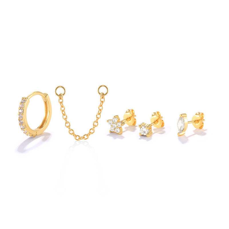 Small Gold Diamond Stud | Woman Earrings Set | Radiant Dots Ladibelle