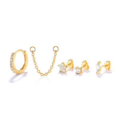 Small Gold Diamond Stud | Woman Earrings Set | Radiant Dots Ladibelle