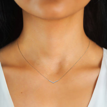 Gold & Silver V Shaped Geometric Diamond Pendant | Woman Necklace | Vertex Diamond Spark Ladibelle