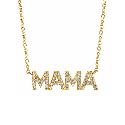 Gold Diamond Mama Letters | Woman Necklace | Radiant Mama Ladibelle