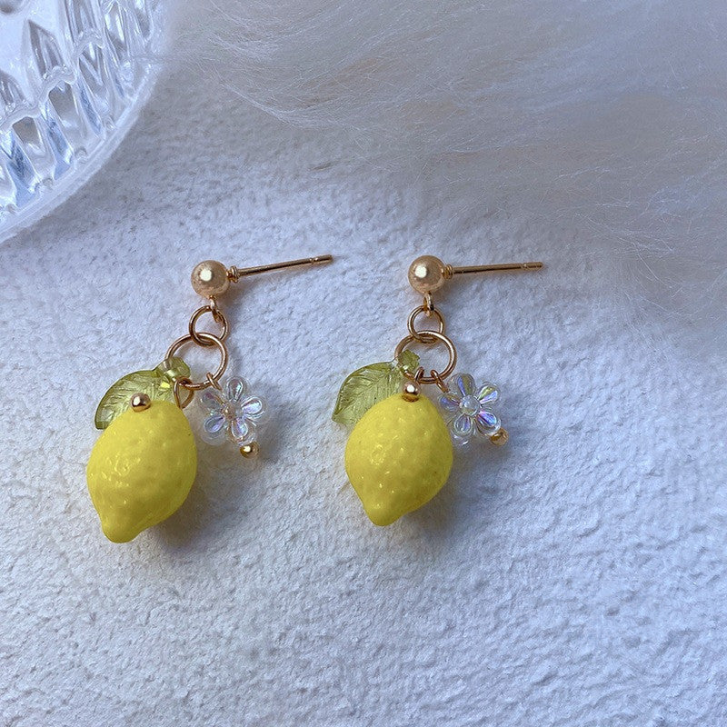 Small Yellow Lemon Drop | Woman Earrings | Citrus Charm Drops Ladibelle