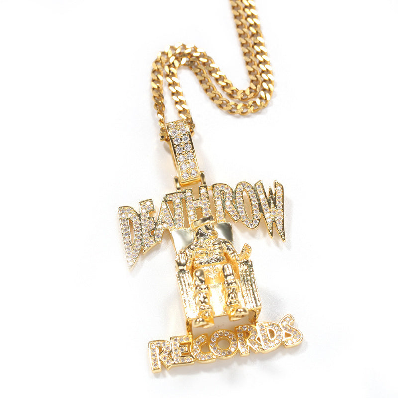 Large Gold Death Row Records Charm | Man Necklace | Golden Authority Ladibelle