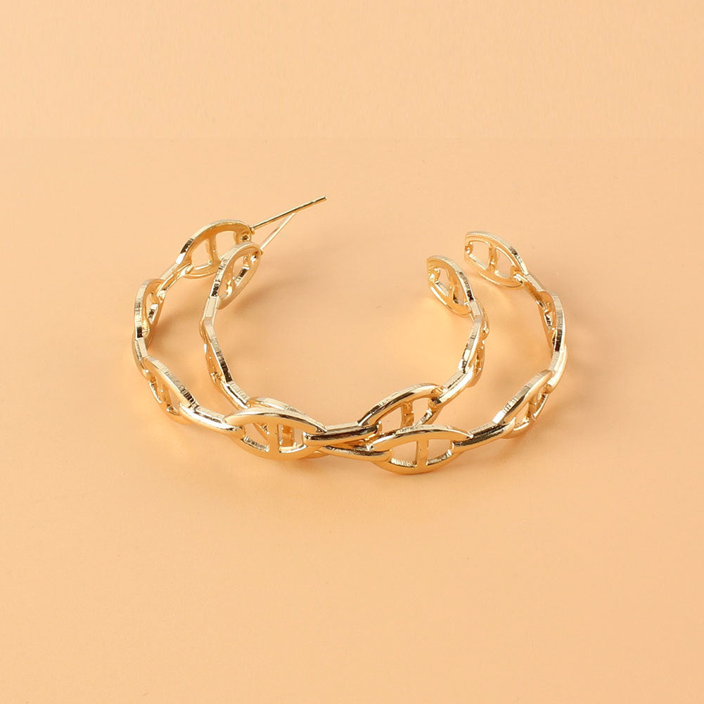 Medium Gold Chain Link Hoop | Woman Earrings | Golden Link Hoops Ladibelle