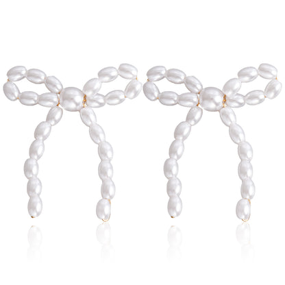 Small White Pearl Bow Knot Stud | Woman Earrings | Elegance Tied Ladibelle