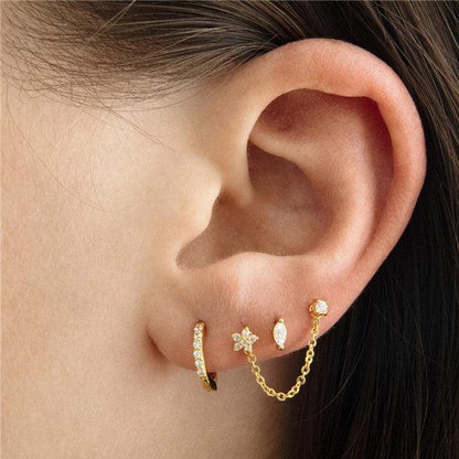 Small Gold Diamond Stud | Woman Earrings Set | Radiant Dots Ladibelle