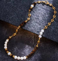 Earthly Luster: Tiger’s Eye Pearl Harmony Necklace