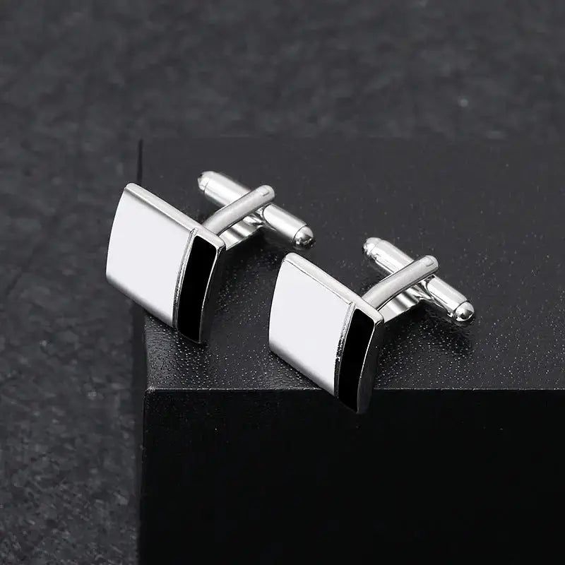 Elegant Monochrome Square Cufflinks - Accessories