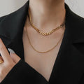 Gilded Duo: Set of 2 Gold Necklaces - Thick and Thin Necklace