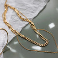 Gilded Duo: Set of 2 Gold Necklaces - Thick and Thin Necklace