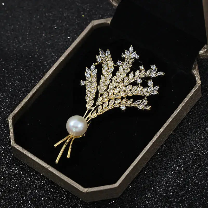 Gilded Forest: Diamond Twig Brooch with Pearl