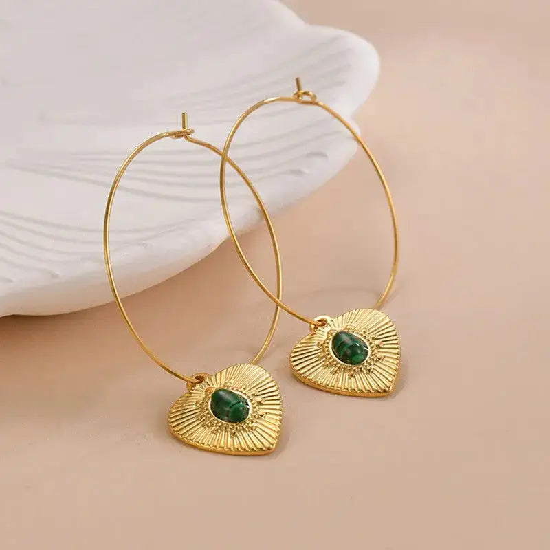 Gold Hanging Hoop Shaped | Woman Earrings Amour Elegance Ladibelle