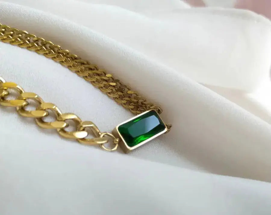 Golden Emerald Cascade Necklace