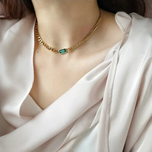 Golden Emerald Cascade Necklace