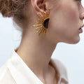 Large Gold & Silver Half Sun Shaped | Woman Earrings Contemporary Angles Ladibelle