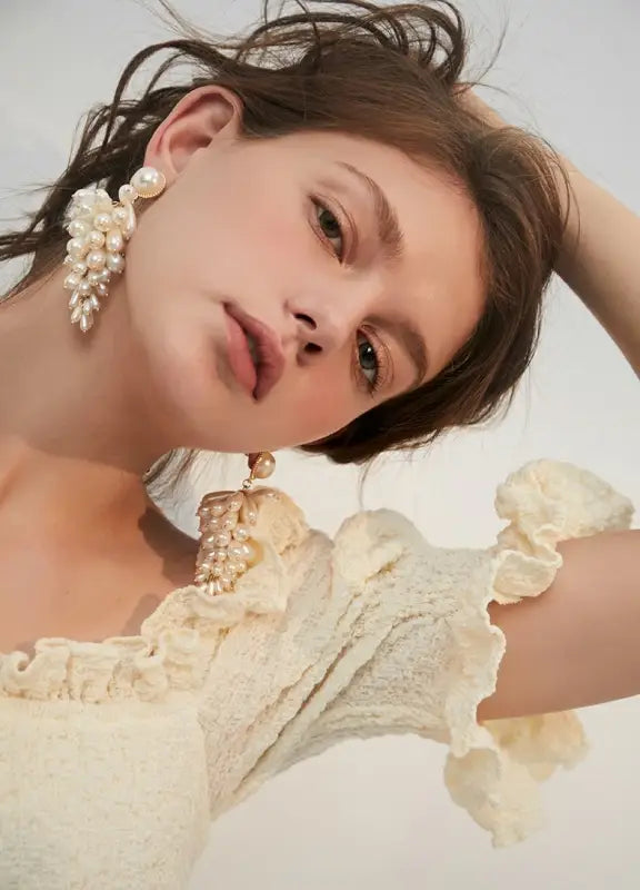 Large Pearl Grape Cluster | Woman Earrings Pearlescent Cascade Delight Ladibelle