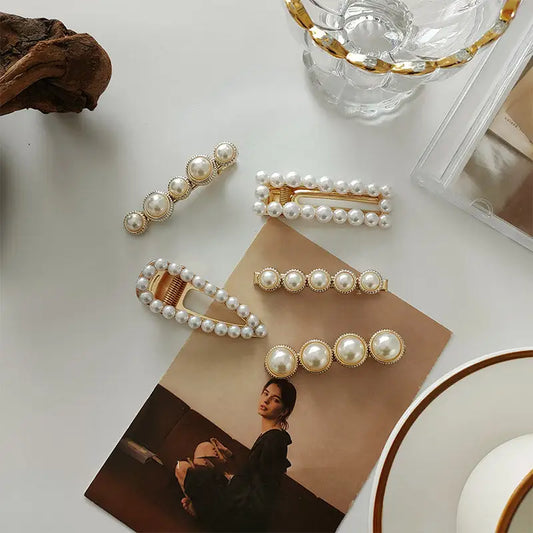 Lustrous Pearl Elegance Hair Clips - Accessories