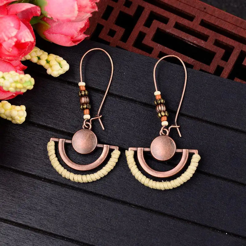 Medium Brown Half Circle Dangling Shaped | Woman Earrings Artisan Bohemian Ladibelle