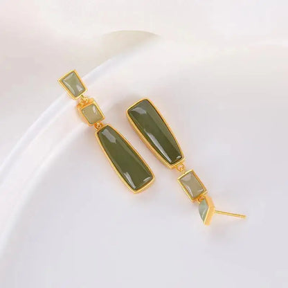 Medium Emerald Dangling Geometric Shaped | Woman Earrings Verdant Enigma Ladibelle