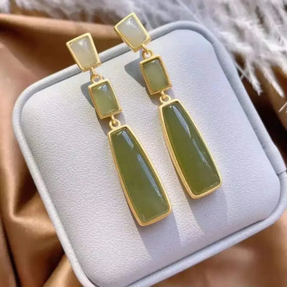 Medium Emerald Dangling Geometric Shaped | Woman Earrings Verdant Enigma Ladibelle