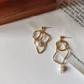 Medium Gold Pearl Geometric Hoop | Woman Earrings Lustrous Symphony Ladibelle