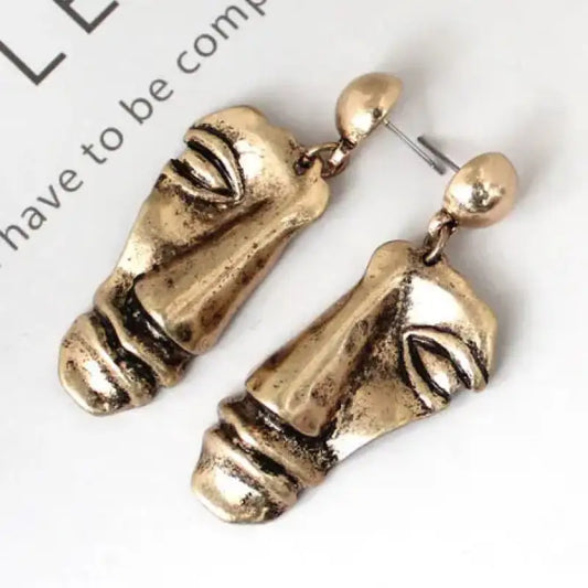 Medium Gold & Vintage Face Shaped | Woman Earrings Mystic Totem Ladibelle