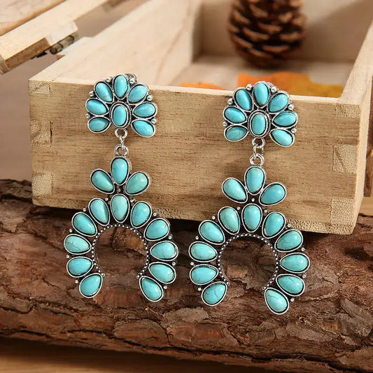 Medium Turquoise Stone Crescent | Woman Earrings Retro Splendor Ladibelle