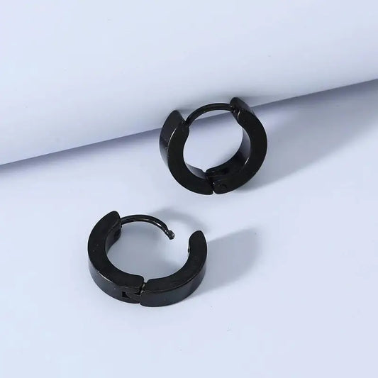 Mini Black Small Hoop | Man Earrings Contemporary Orbit Geometric Ladibelle