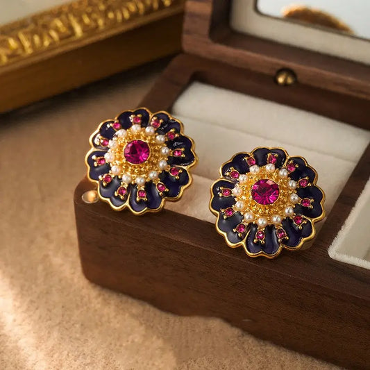 Mini Colorful Flower Shaped | Woman Stud Earrings Parisian Blossom